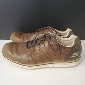 Skechers Mens Go Golf Elite Leather Golf Shoes Brown Spikeless US 13 EU 47 GUC